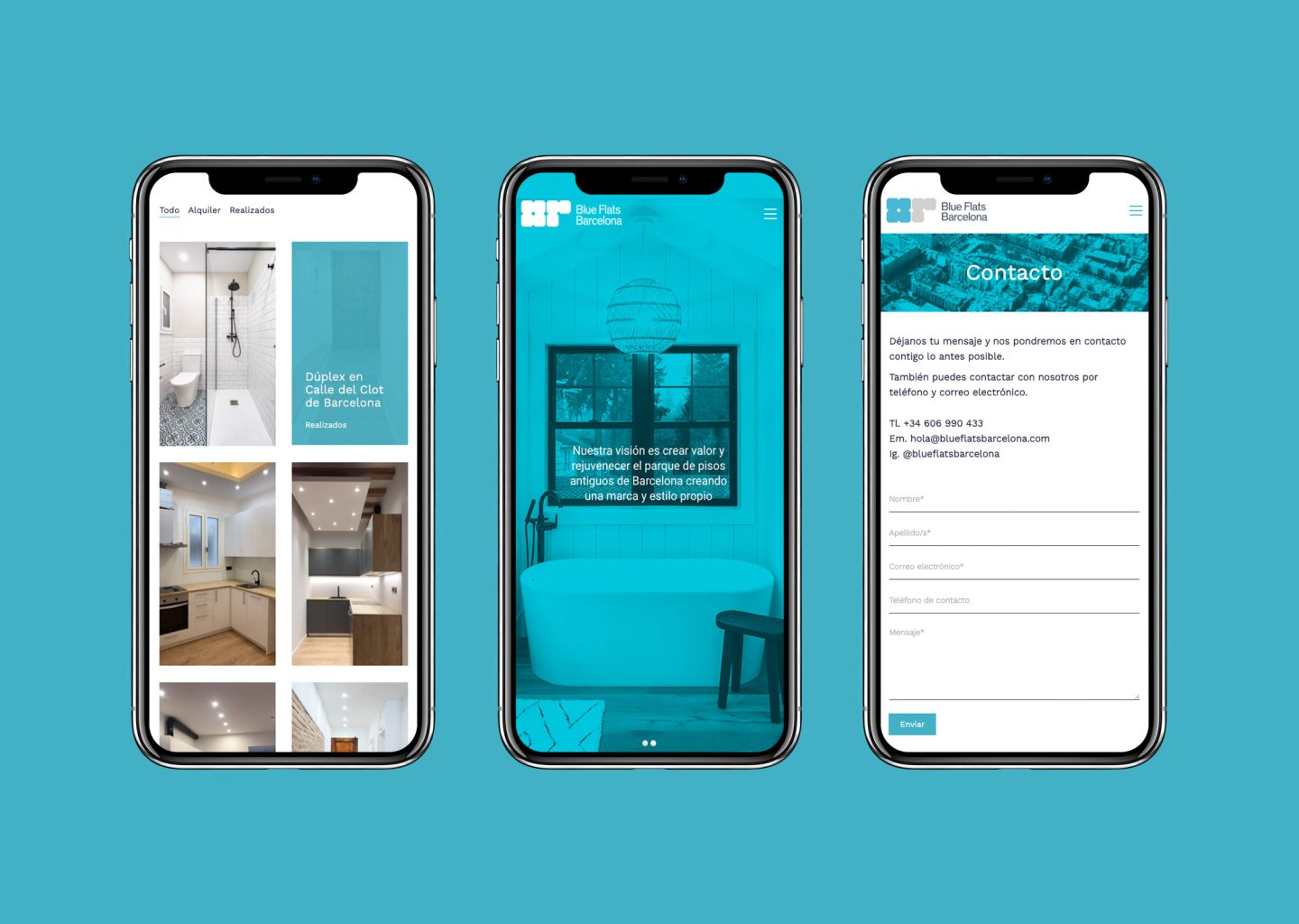 Página web per a una empresa dedicada a la reforma i venda de pisos a Barcelona