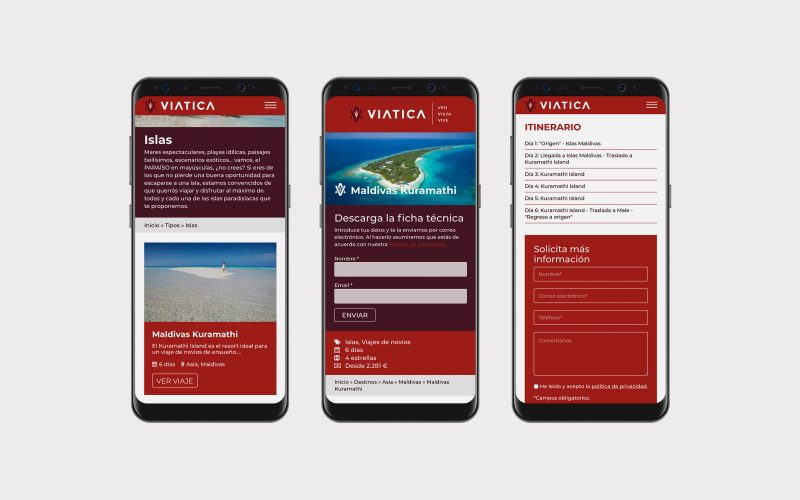 Disseny web i programació a mida amb WordPress per a una agència de viatges personalitzats.